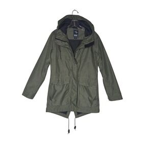 Pulse Womens Olive Green Hooded Parka Jacket XS Utility Fishtail Hem Coat Comfy